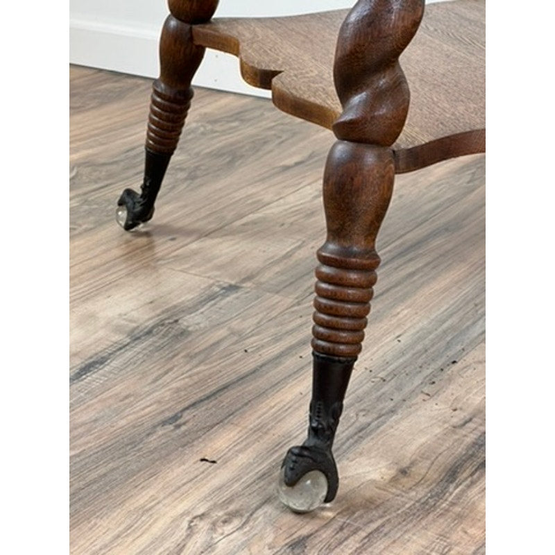 Antique Victorian Oak Lamp Stand with Barley Twist Legs and Ball and Claw Feet c. 1890