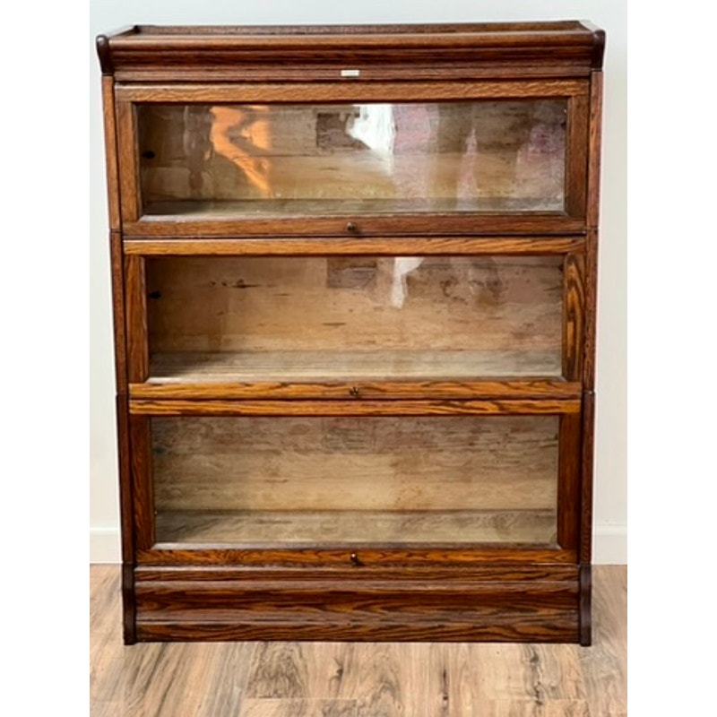 Antique Oak Three Stack Barrister Bookcase by Lundstrom c. 1920