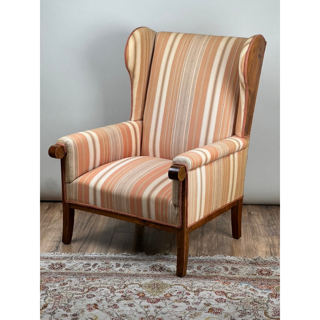 Antique Biedermeier fruitwood wingback chair c.1850 Rothschild provenance