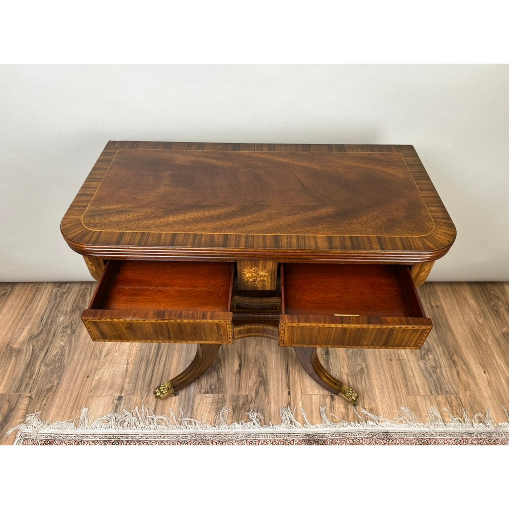 Maitland Smith Mahogany Regency Style Two Drawer Game Table