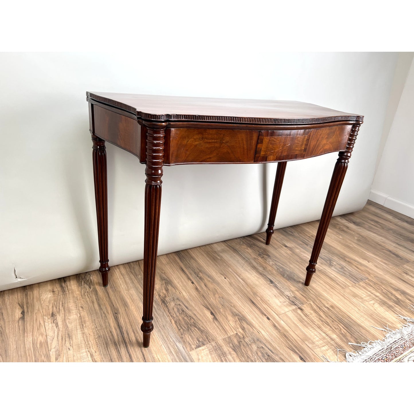 Antique Mahogany Sheraton Game Table with Serpentine Front c. Early 19th Century