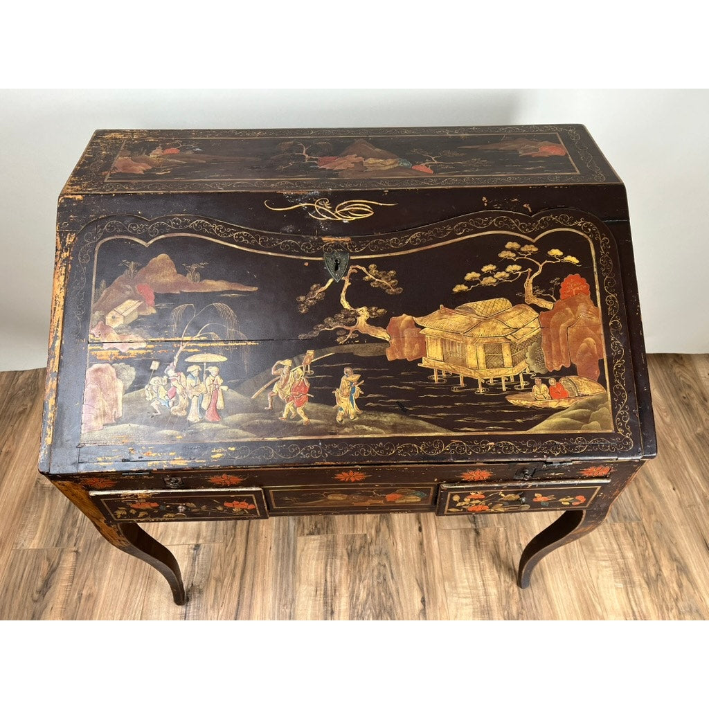 Antique French Louis XV Japanned Fall Front Desk c. 18th Century