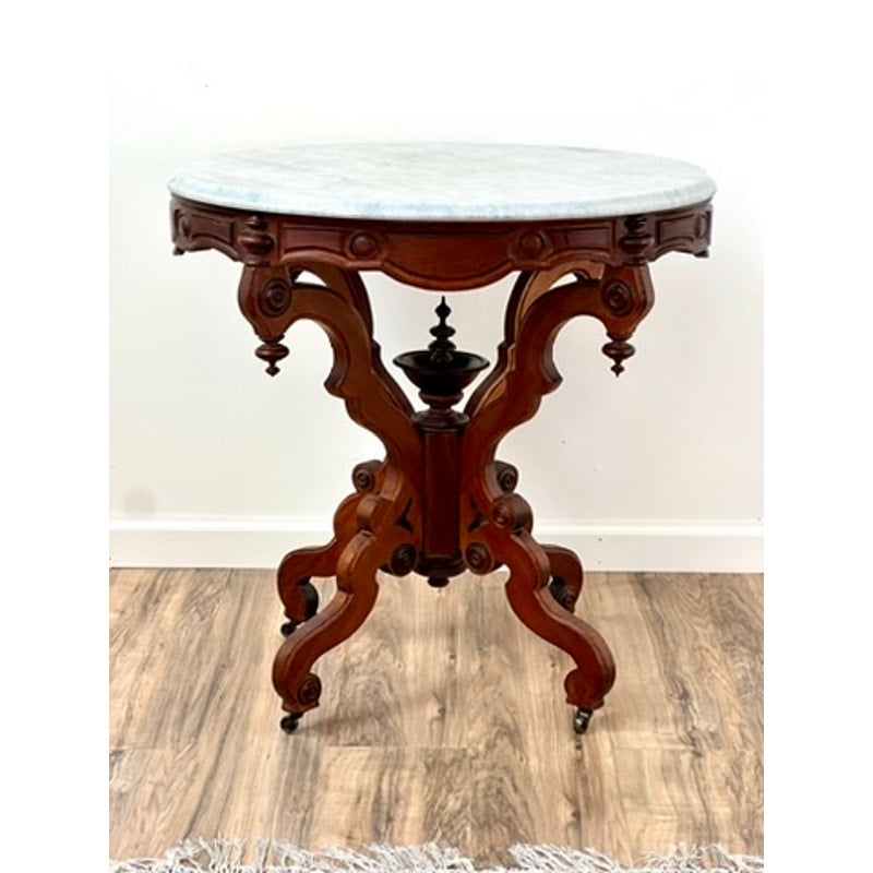 Antique Victorian Oval Marble Top Table c. 1880