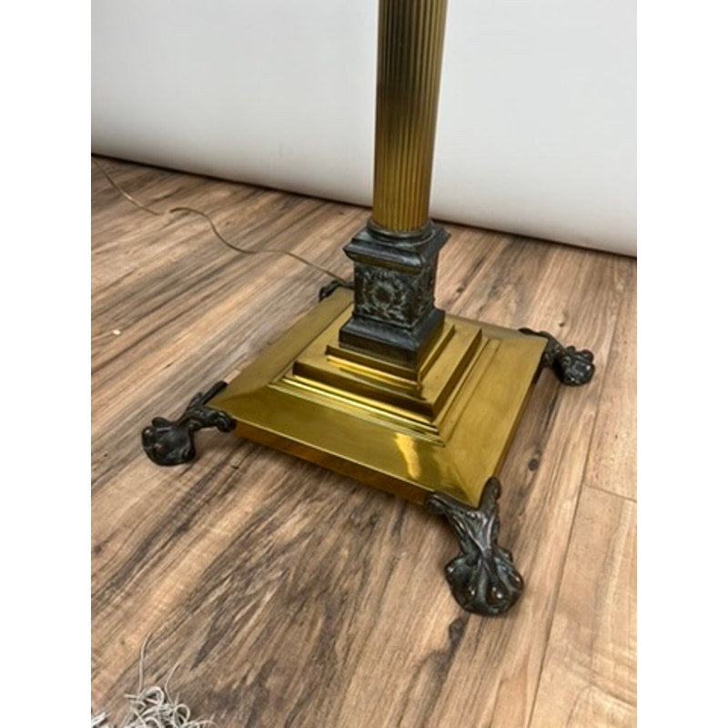 Arts and Crafts style floor lamp by Maitland Smith with paw feet base