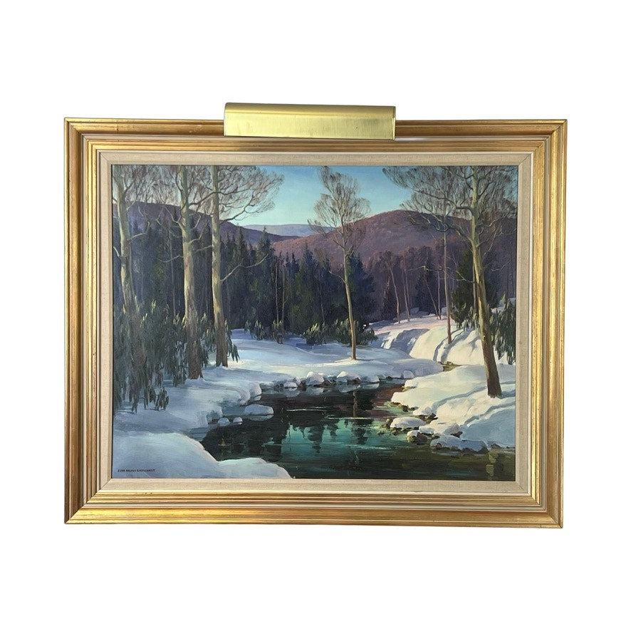 Original Oil on Canvas “Winter’s Sinking Sun” by Edna Palmer Engelhardt April 1963