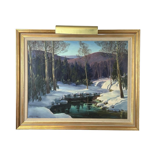 Original Oil on Canvas “Winter’s Sinking Sun” by Edna Palmer Engelhardt April 1963