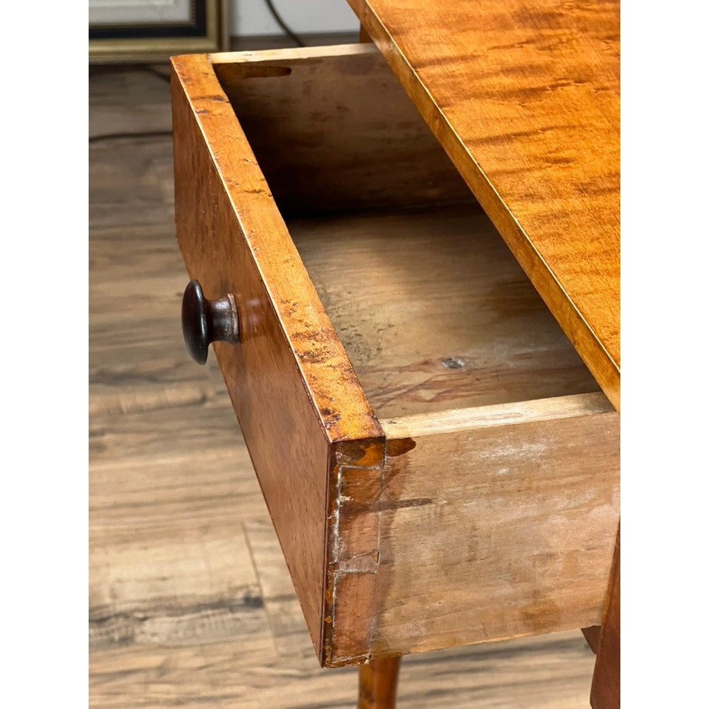 Antique American Sheraton Birdseye Maple One Drawer Stand c. Mid 19th Century