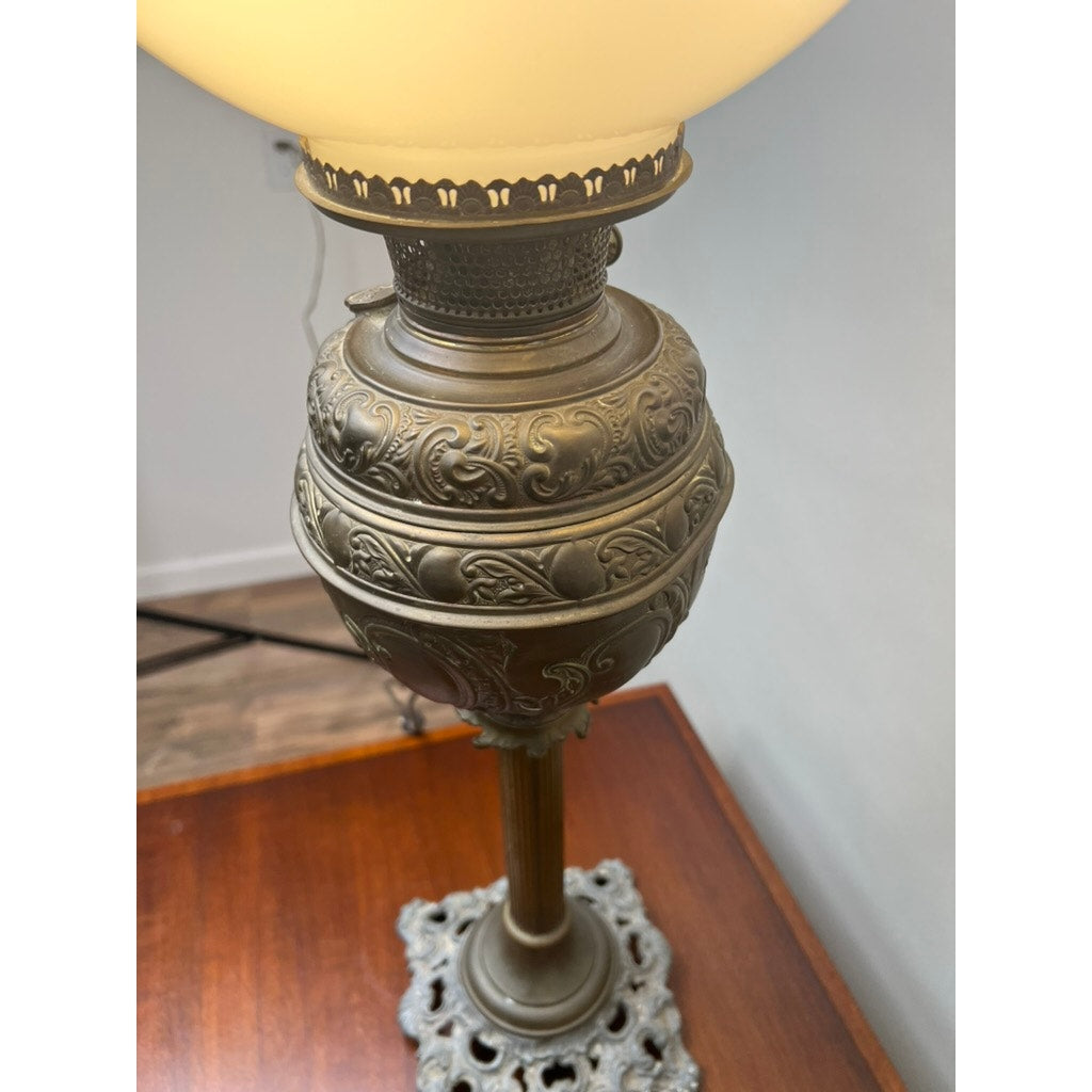 Antique 19th Century Bradley & Hubbard Electrified Kerosene Lamp