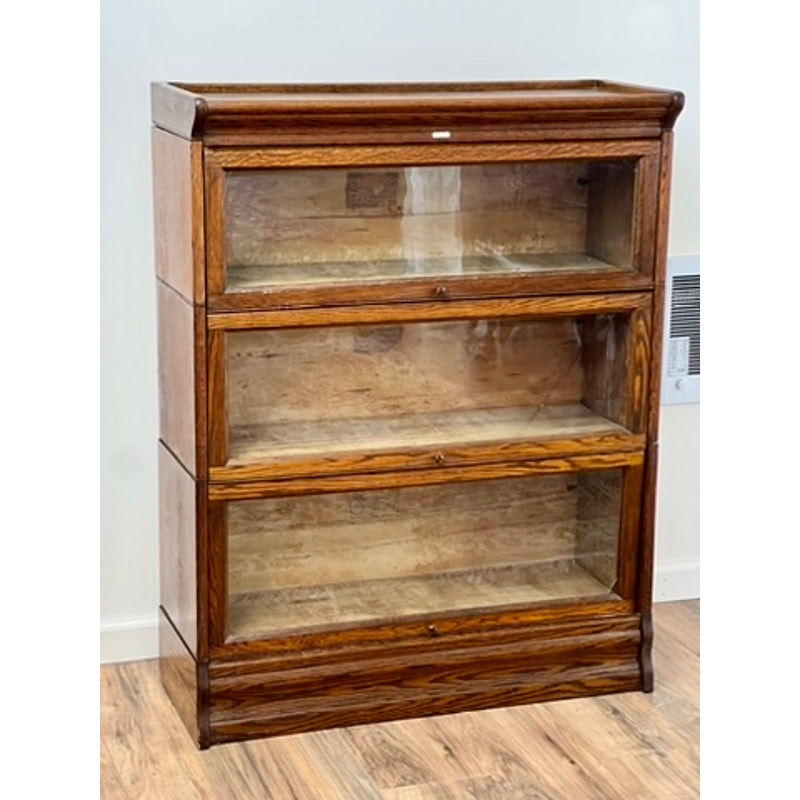 Antique Oak Three Stack Barrister Bookcase by Lundstrom c. 1920