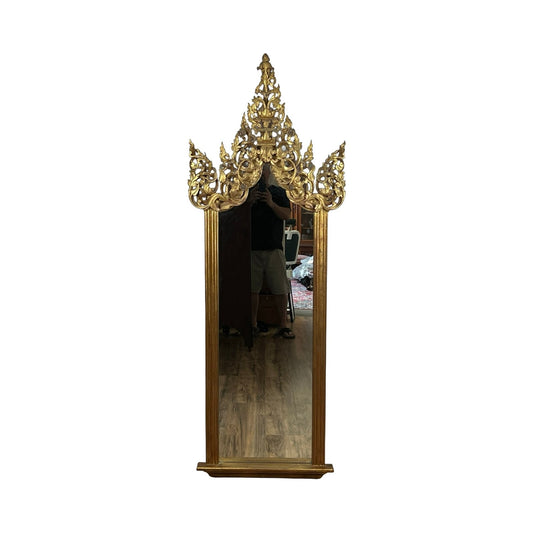 Antique Giltwood Burmese Shrine Mirror c. 19th Century