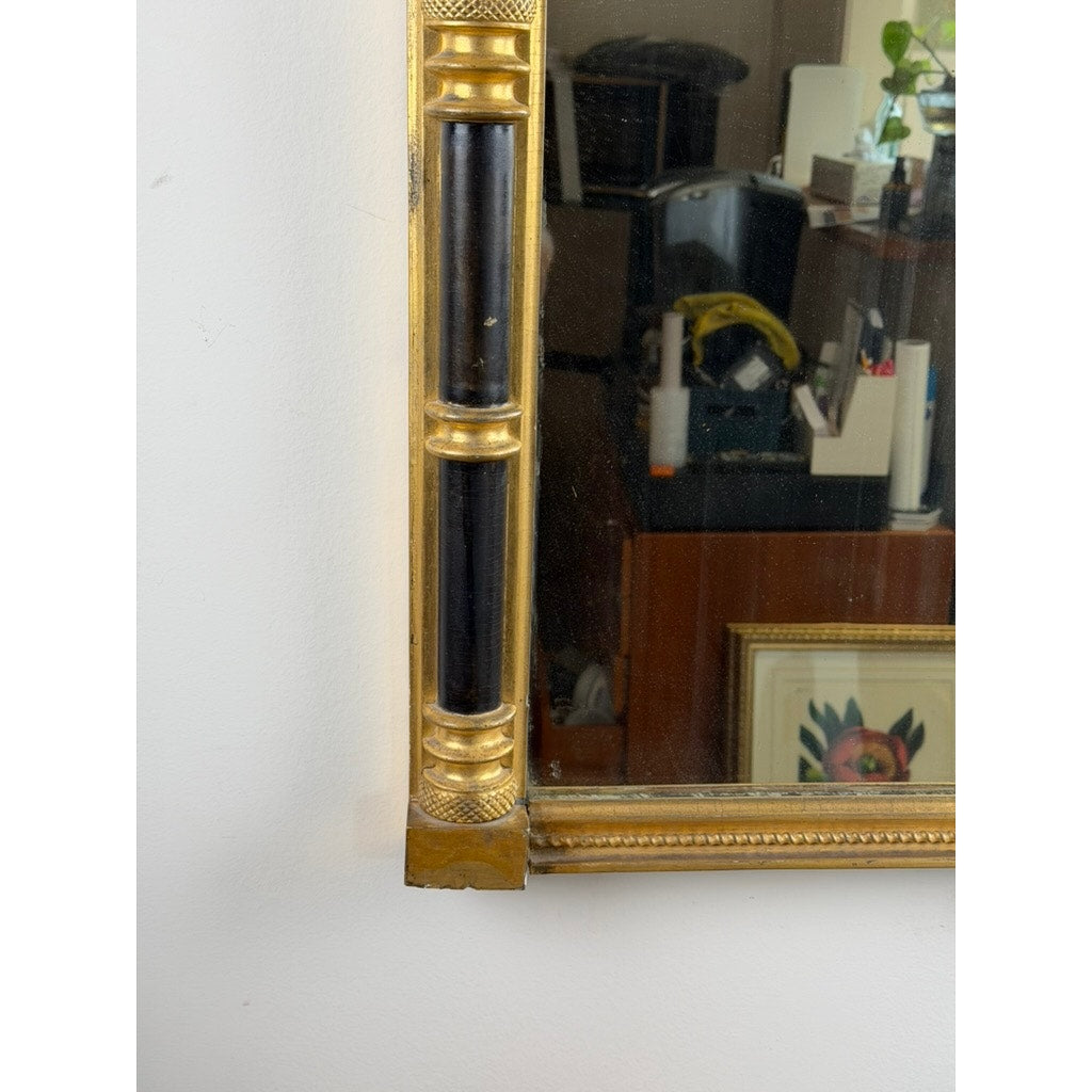 Massachusetts Federal Giltwood & Ebonized Pier Mirror with Fruit Basket, c.1820
