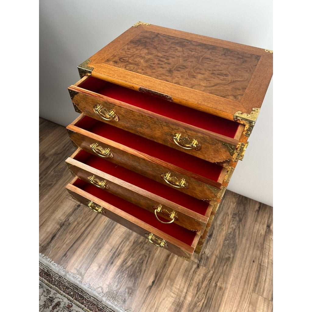 Vintage Korean Elm Burl Brass Bound Bandaji Scholars Chest