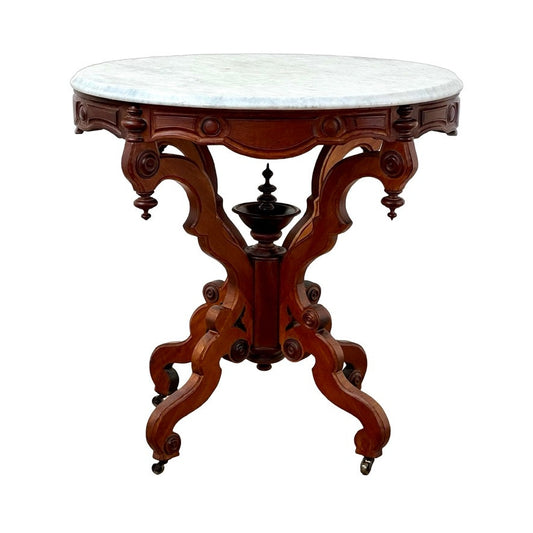 Antique Victorian Oval Marble Top Table c. 1880