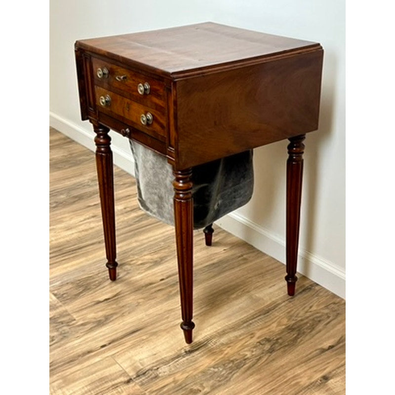 Antique Federal Mahogany Two Drawer Work Table c. 1830