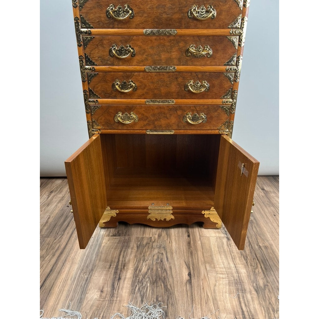 Vintage Korean Elm Burl Brass Bound Bandaji Scholars Chest