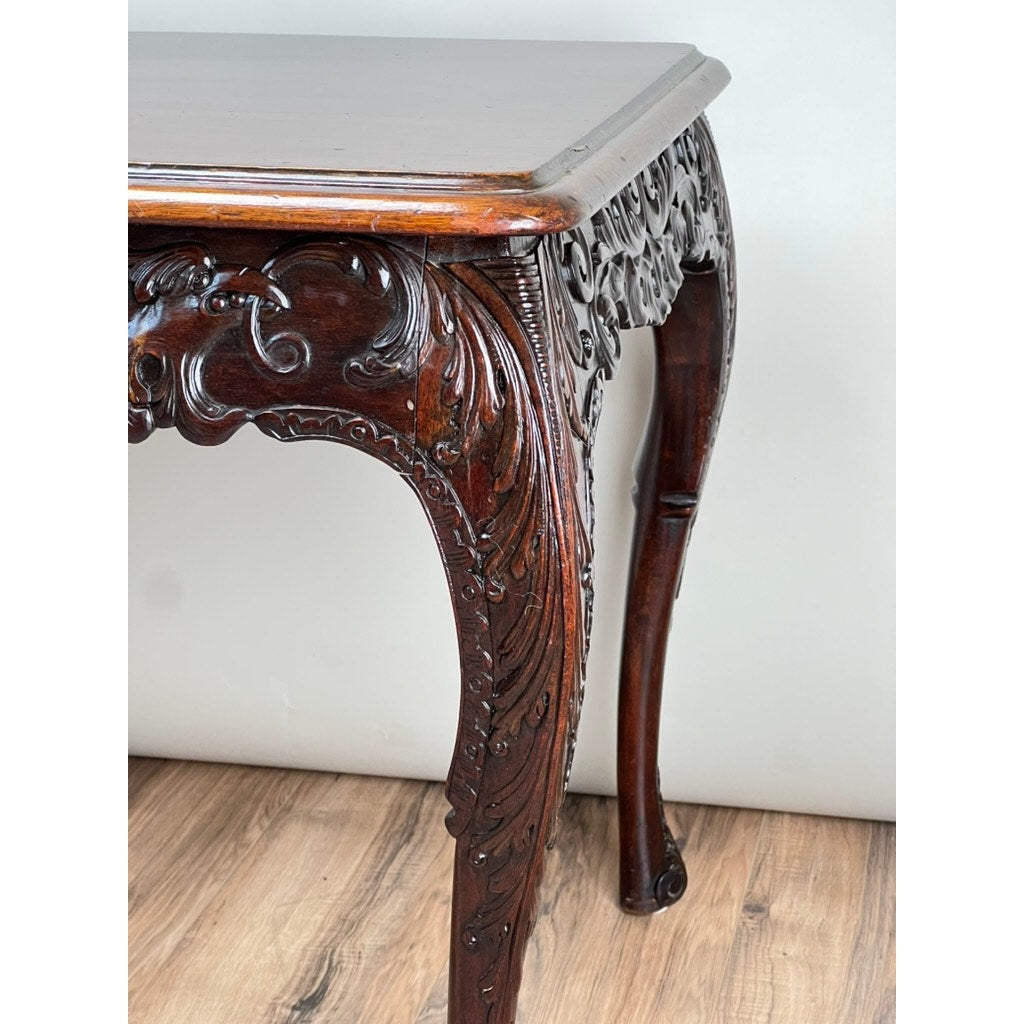 Antique Irish Carved Mahogany Tea Table c. Late 19th Century