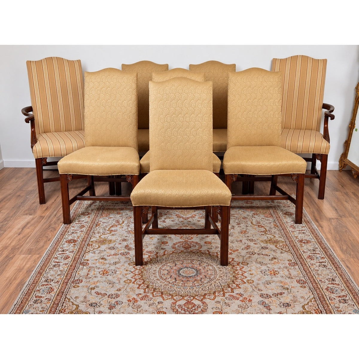 Set of 8 Henkel Harris Mahogany Chippendale Dining Chairs
