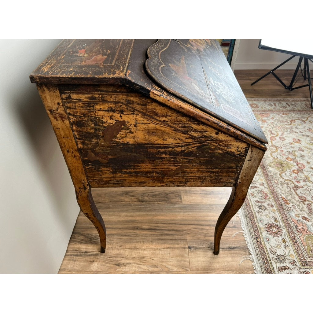 Antique French Louis XV Japanned Fall Front Desk c. 18th Century