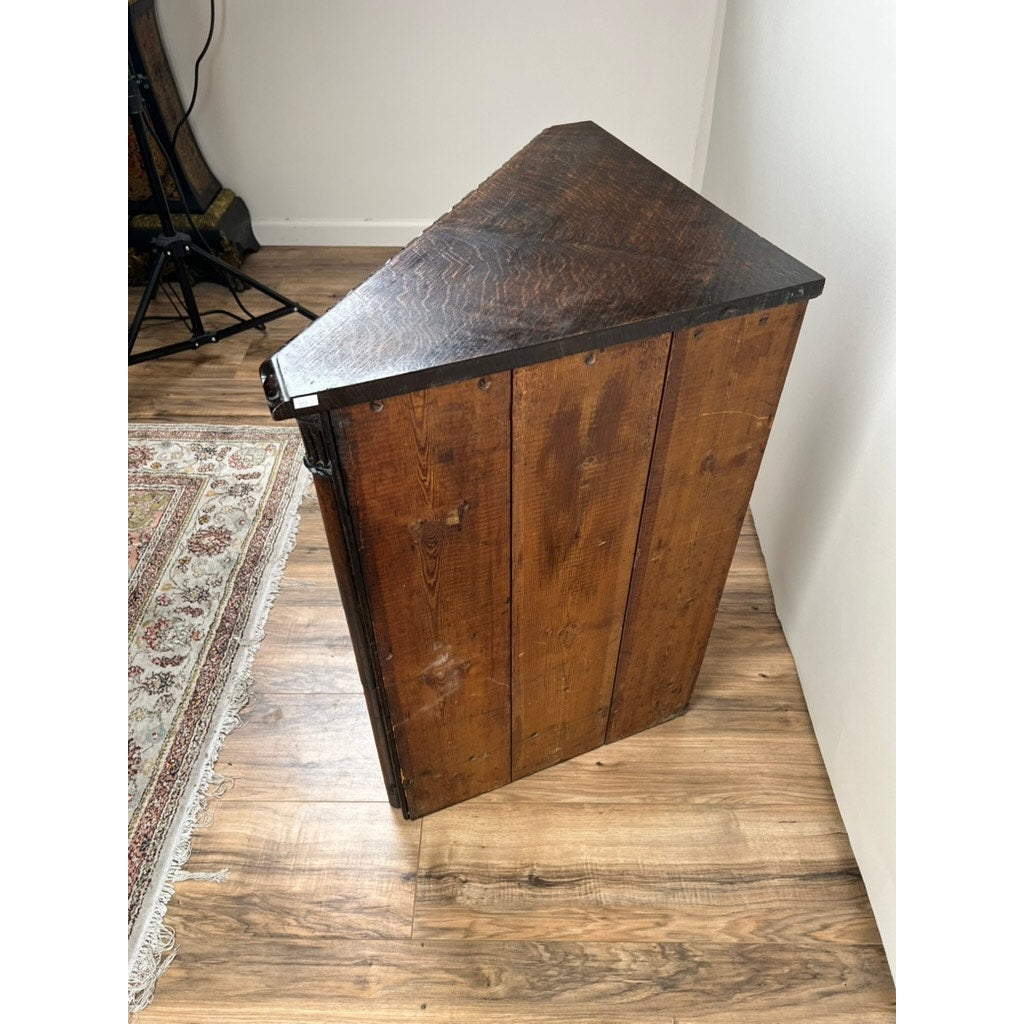 Antique Carved English Oak Corner Cabinet from Older Elements
