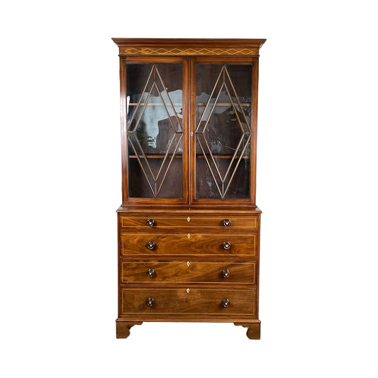 Antique George IV Mahogany Stepback Bookcase c. 1830