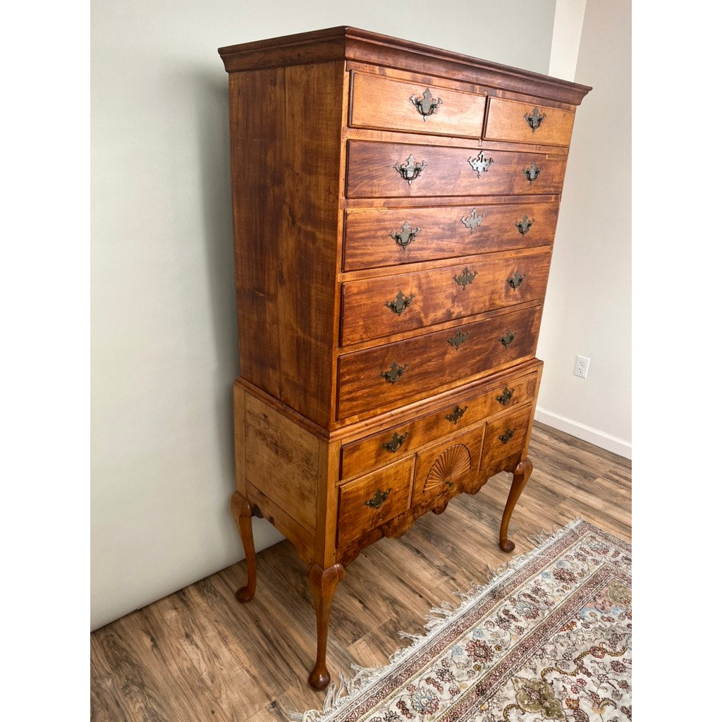 Antique 18th Century New Hampshire Queen Anne Maple Highboy