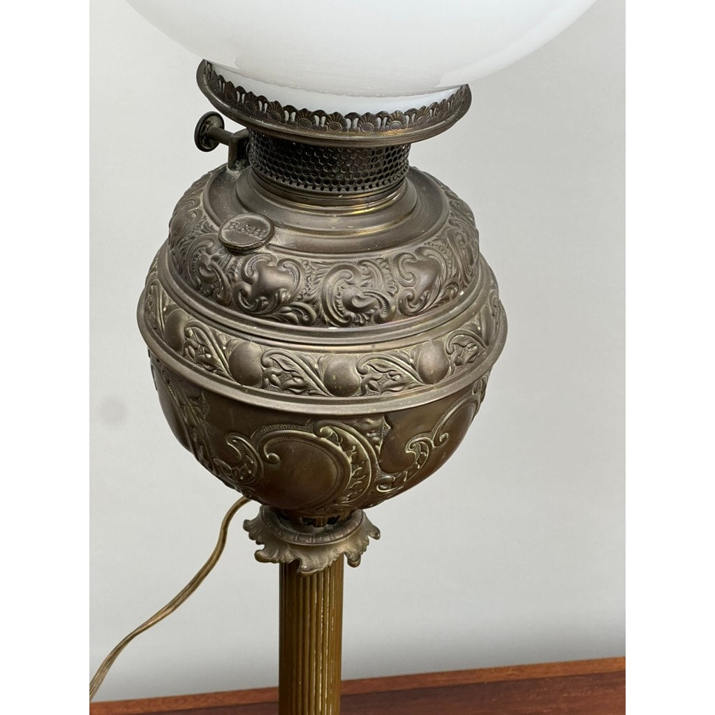 Antique 19th Century Bradley & Hubbard Electrified Kerosene Lamp