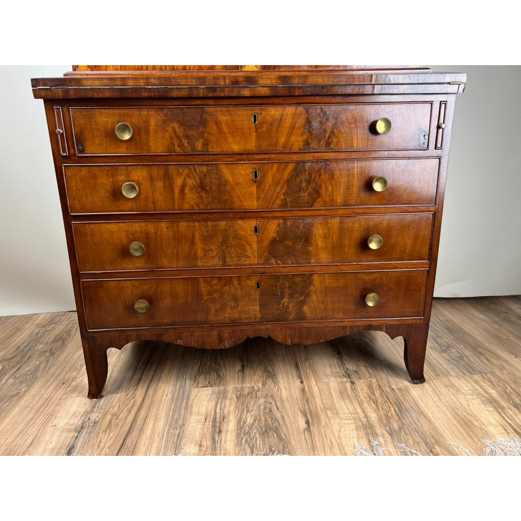 Antique Federal Period Flame Mahogany Blind Door Secretary c. Early 19th Century