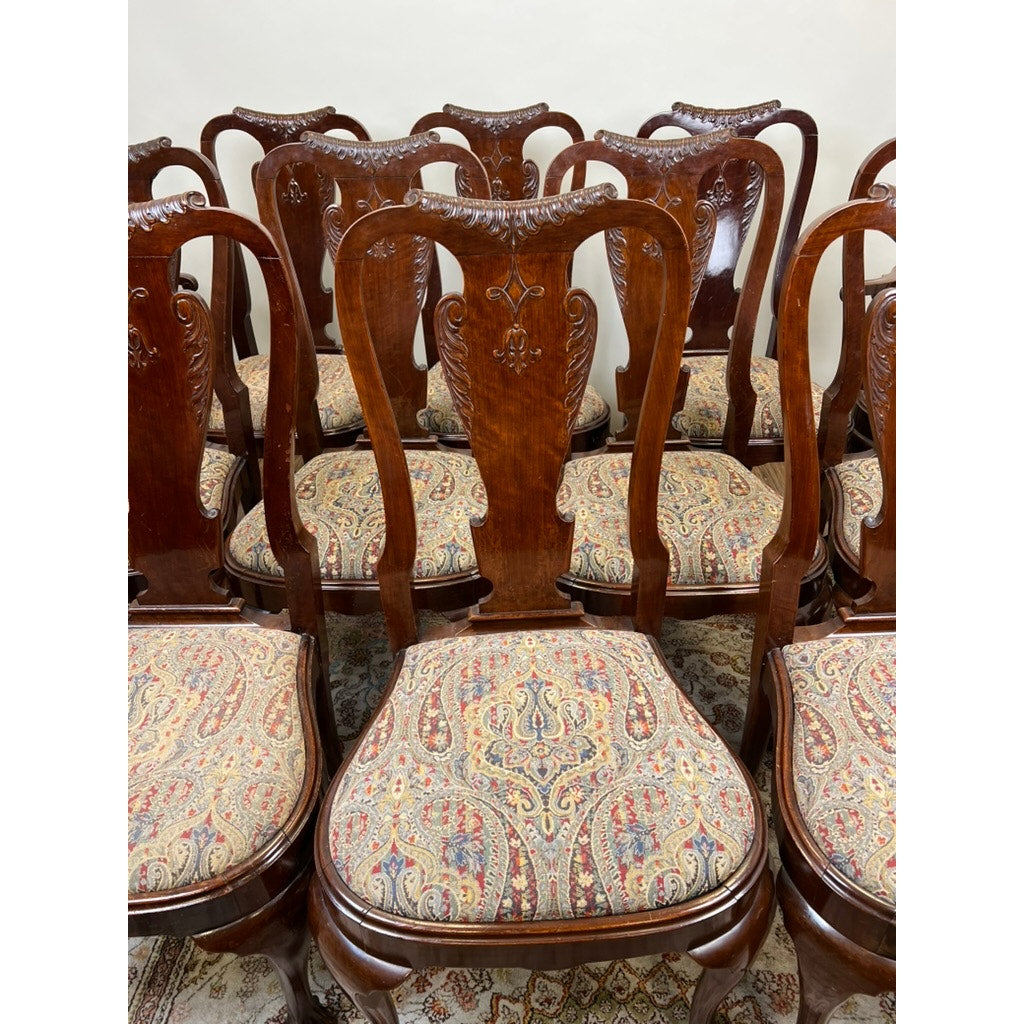 Set of 12 George II Style Mahogany Dining Chairs c. Early 20th C.