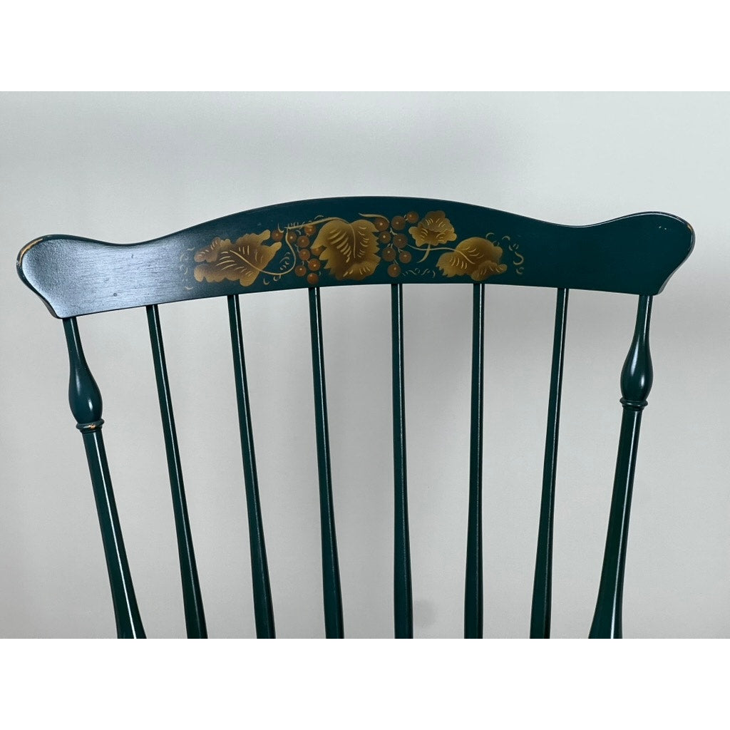 Pair of Hitchcock Windsor chairs with stenciled floral crest rail