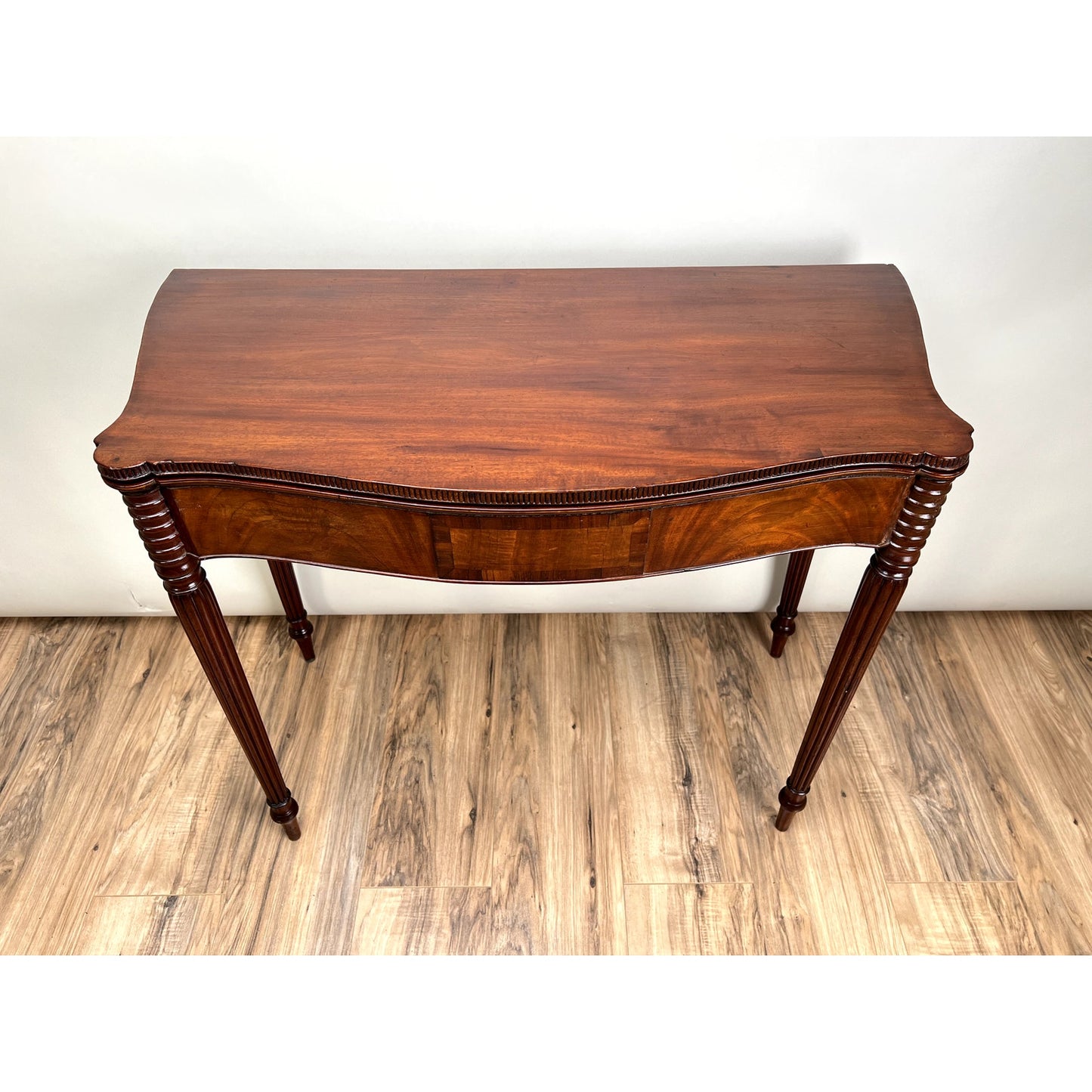 Antique Mahogany Sheraton Game Table with Serpentine Front c. Early 19th Century