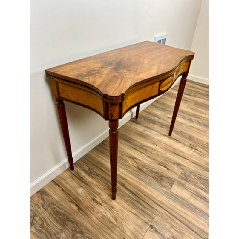 Antique Federal Mahogany and Birdseye Maple Game Table c. 1830