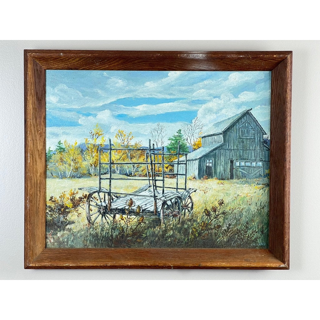 Oil on Board “Fall Scene with Barn” by Roc Caivano