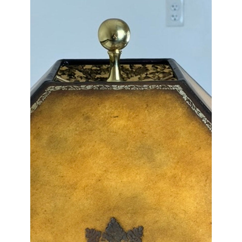 Brass and bronze floor lamp with Arts and Crafts style design