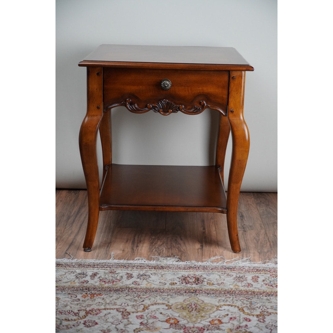 Vintage French Louis XVI Style Walnut One Drawer End Table by Drexel Heritage