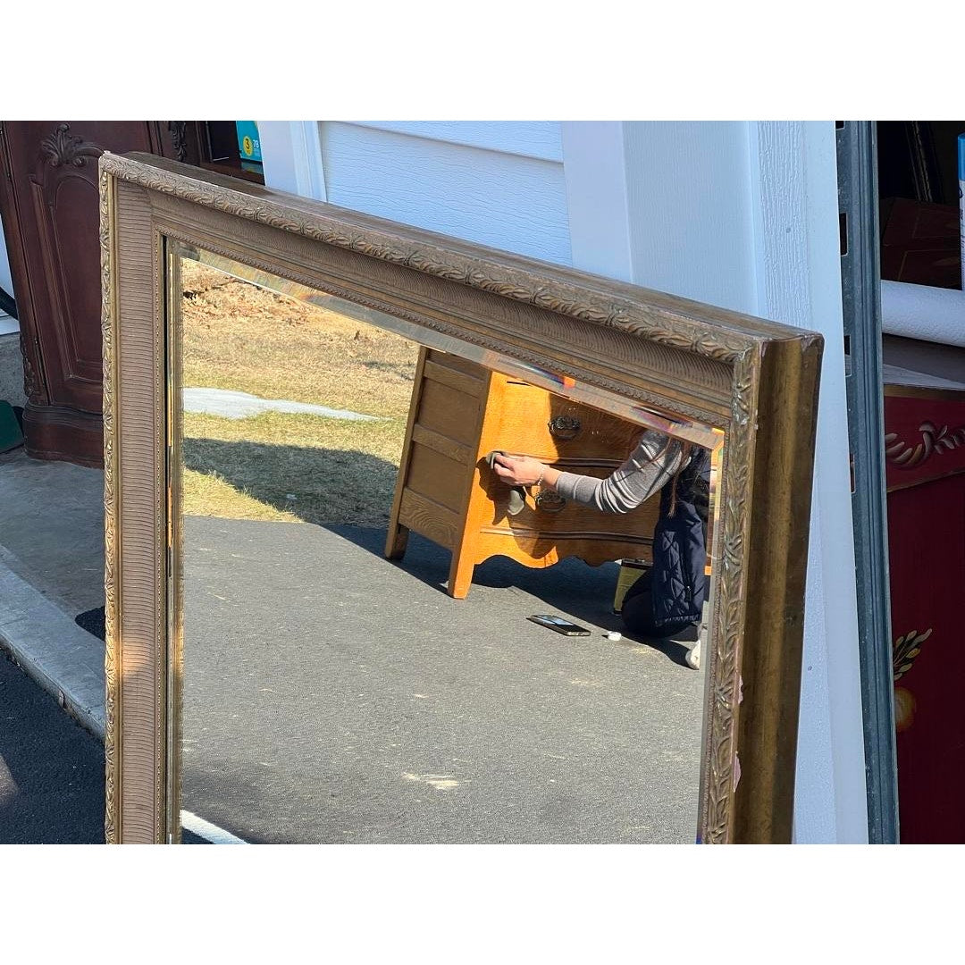 Vintage Large Beveled Glass Gilt Mirror 43 x 55