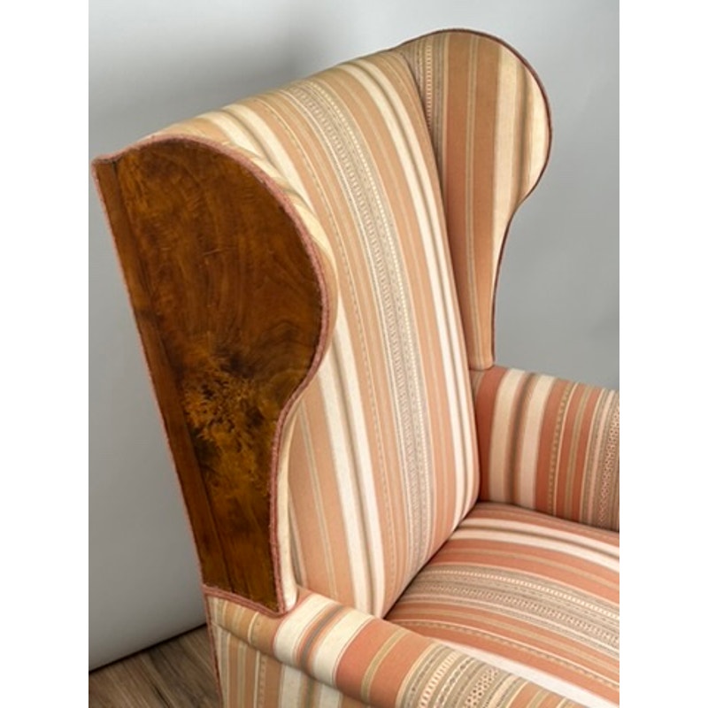 Mid 19th century Biedermeier chair with striped upholstery and light wear