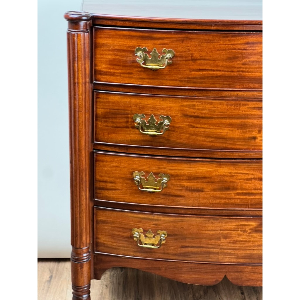 Antique Federal Period Sheraton Mahogany Bow Front Chest c. 1830