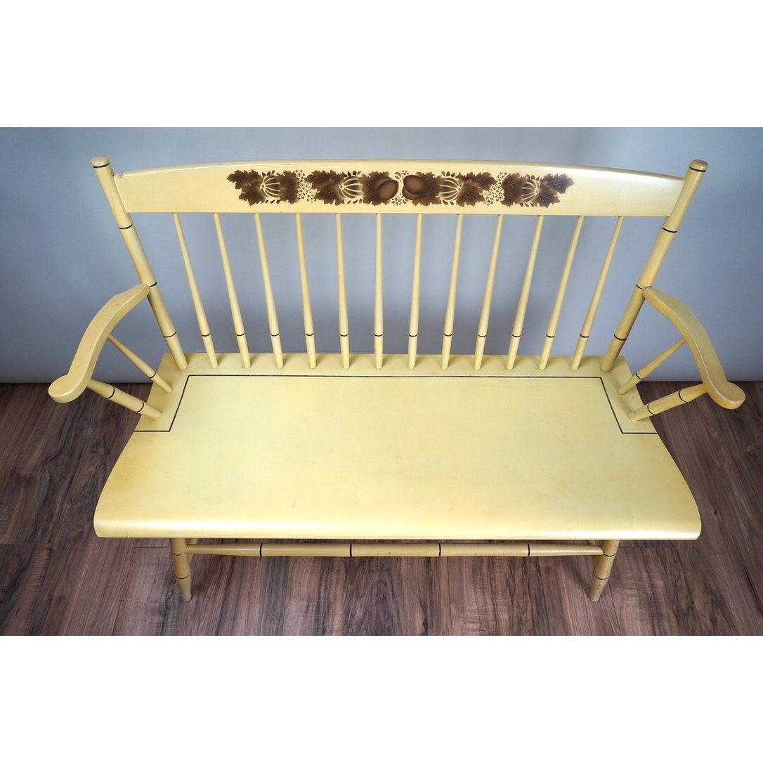 Vintage Hitchcock White Harvest Deacons Bench