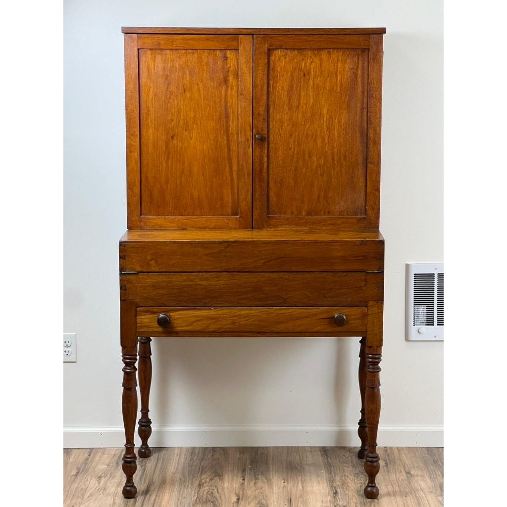 Antique Sheraton Chestnut Fold Over Secretary with Blind Door Top c. 1820