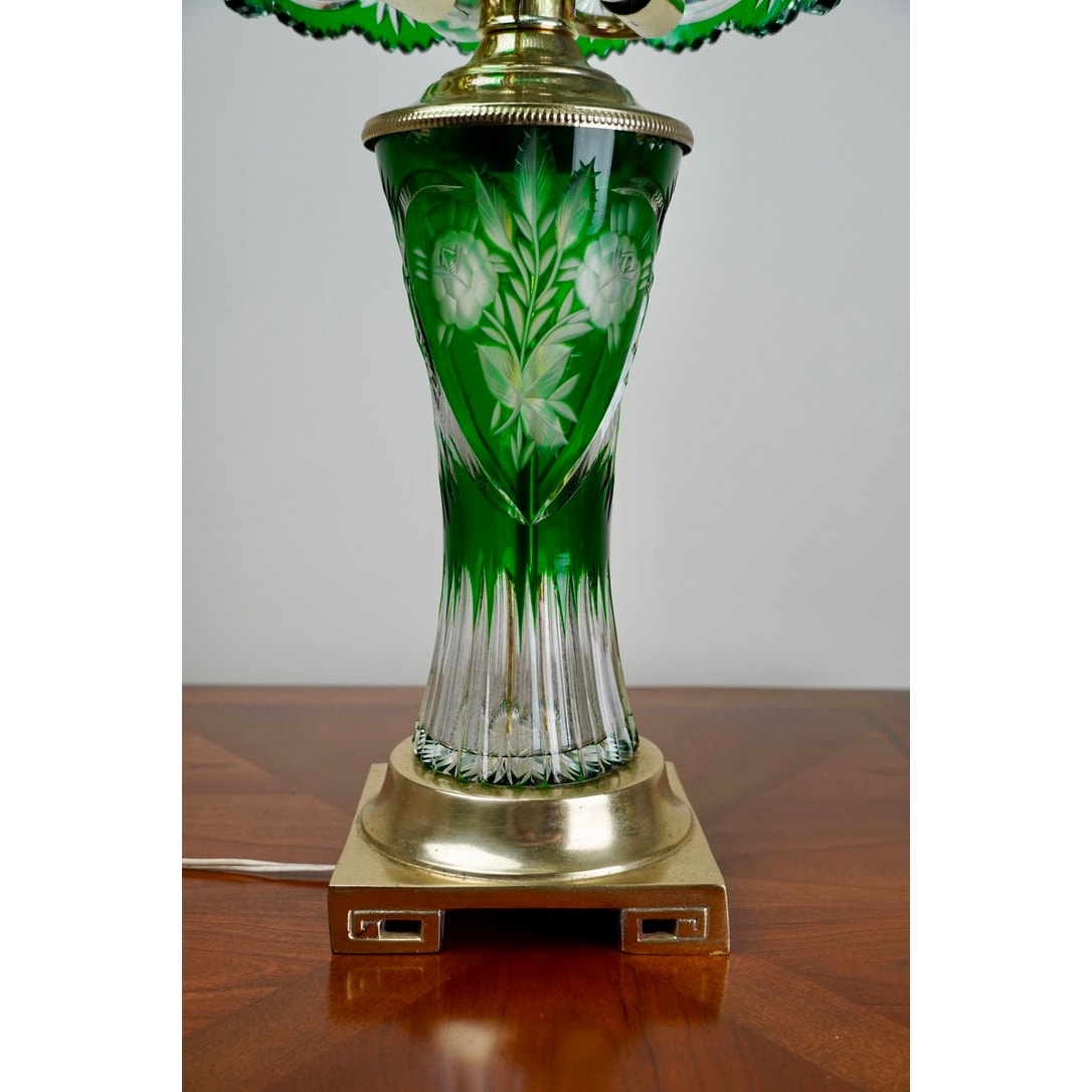 Vintage Dresden by Peck Ruby Cut Crystal Table Lamp