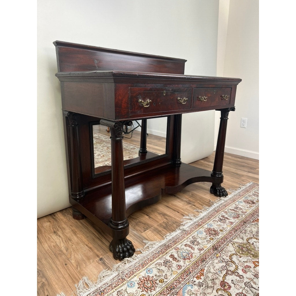 Antique Late Federal Mahogany Paw Foot Pier Table c. 1840