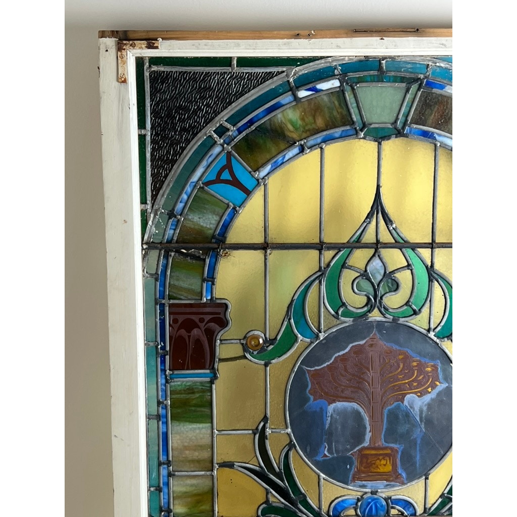Temple Beth El Springfield MA stained glass with tree symbol