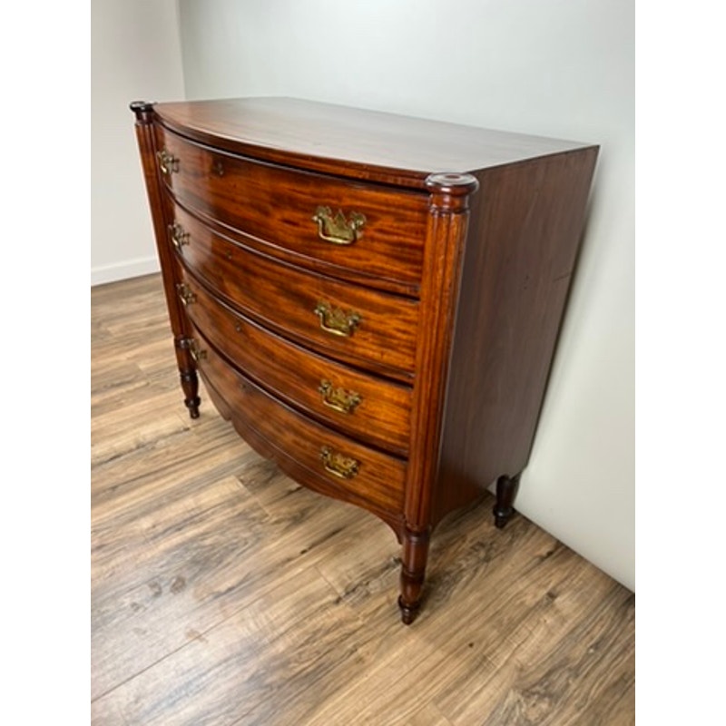 Antique Federal Period Sheraton Mahogany Bow Front Chest c. 1830