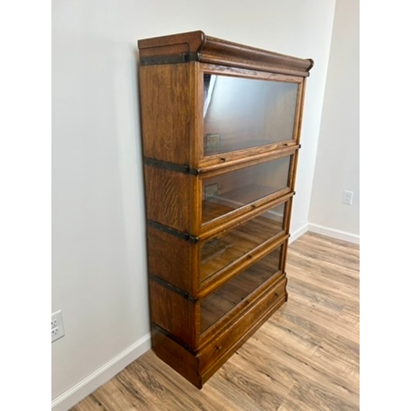 Antique Globe Wernicke Oak Four Stack D-299 Barrister Bookcase