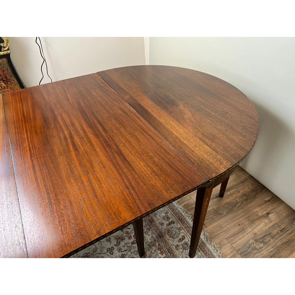 Antique Hepplewhite Mahogany Inlaid Drop Leaf Sectional Dining Table c. Late 19th C.