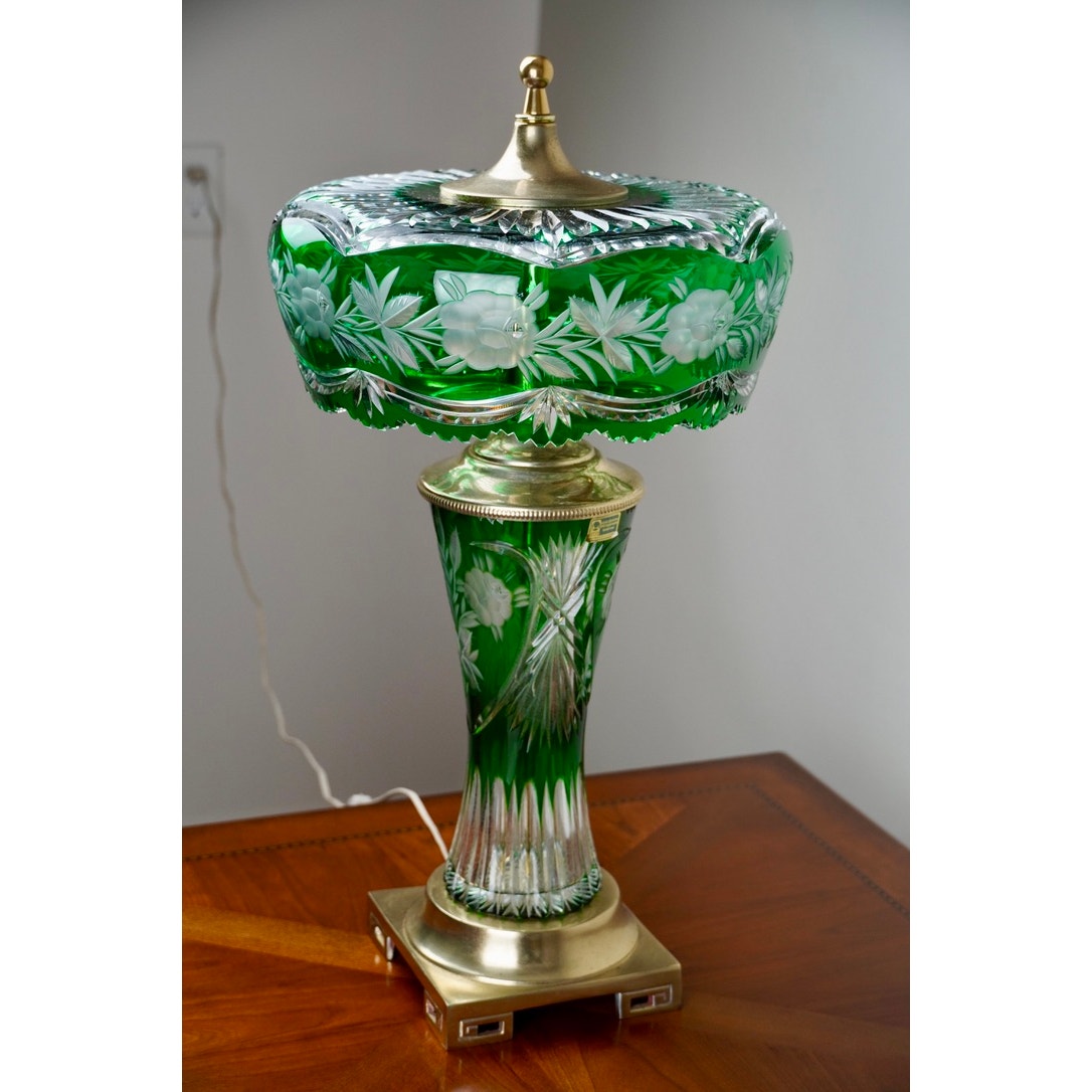 Vintage Dresden by Peck Ruby Cut Crystal Table Lamp