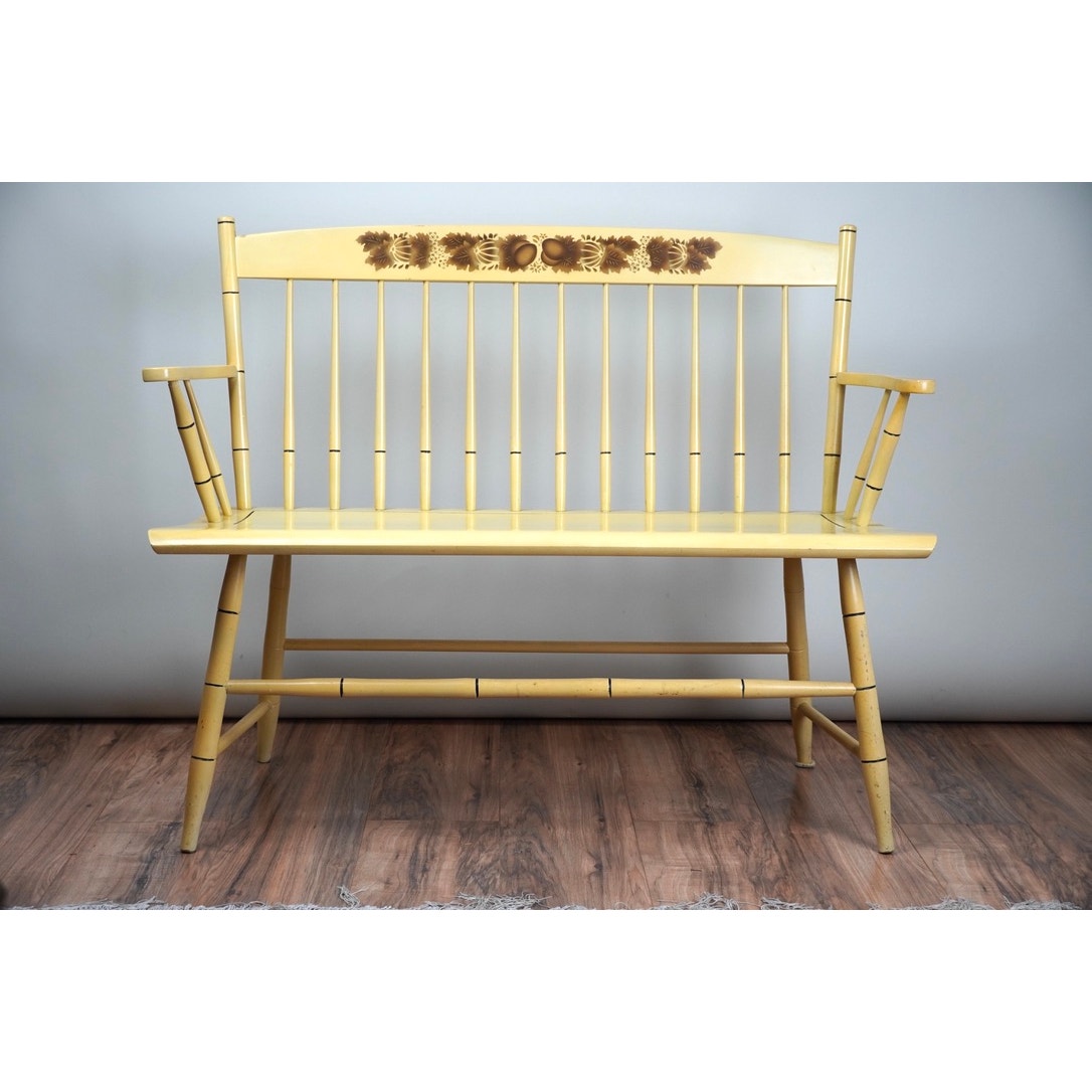 Vintage Hitchcock White Harvest Deacons Bench