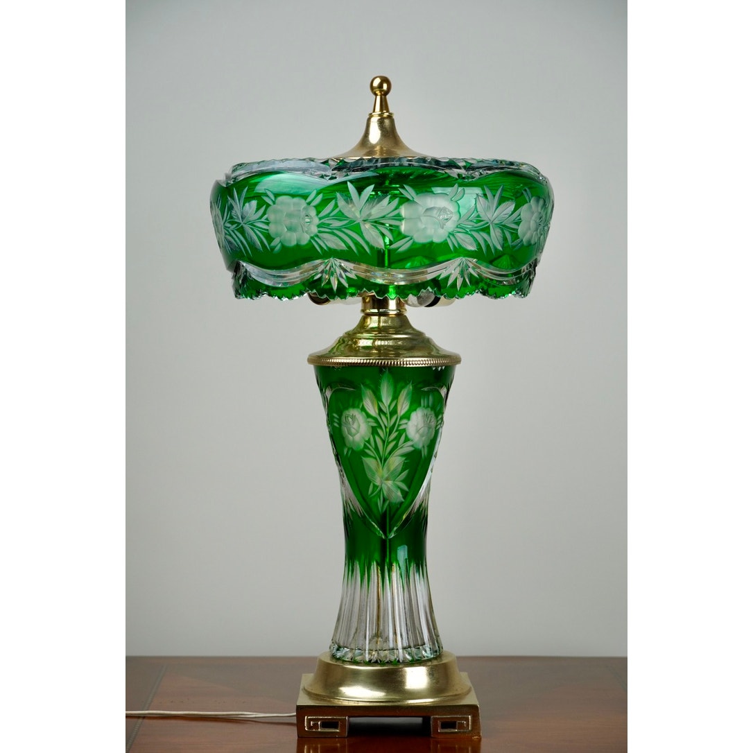 Vintage Dresden by Peck Ruby Cut Crystal Table Lamp