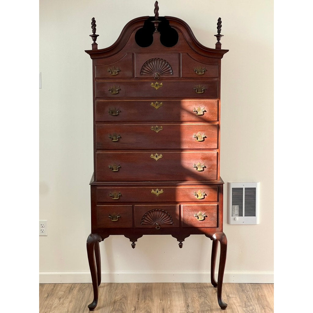 Vintage Mahogany Queen Anne Style Highboy by Hathaway’s New York c. 1940