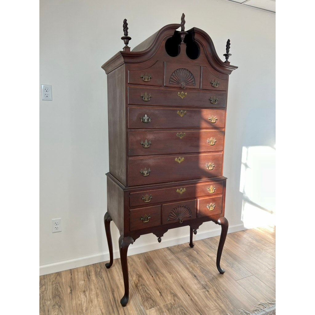 Vintage Mahogany Queen Anne Style Highboy by Hathaway’s New York c. 1940